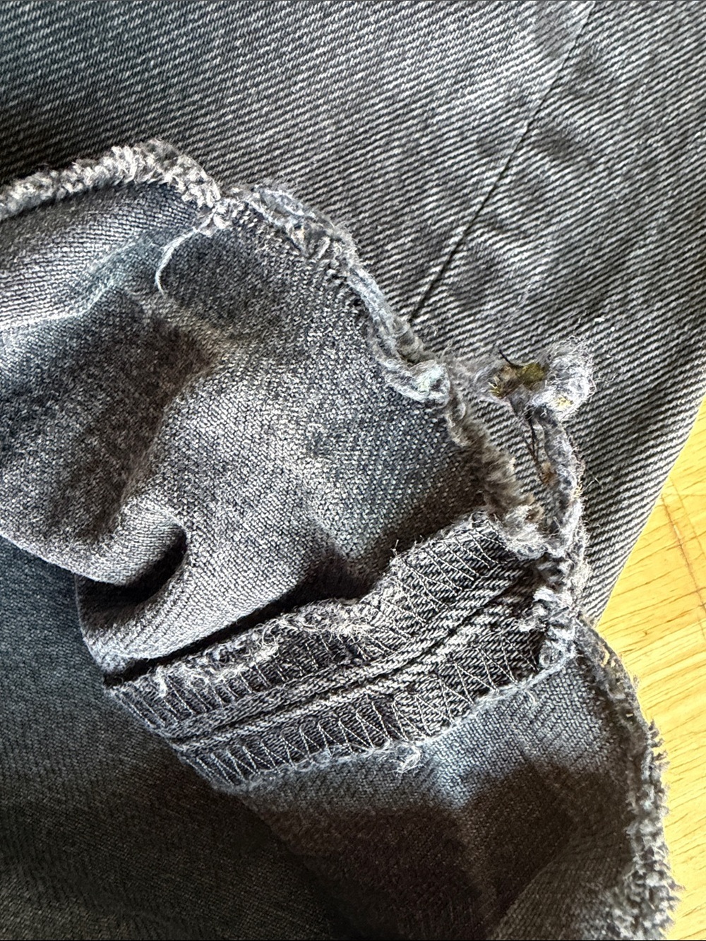 Levi's Black Distressed Jeans w/ Creation of Adam Knee Patch Art | 34x28 - Picture 5 of 11